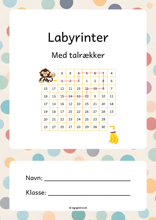 Matematikopgaver med labyrinter og talrækker.