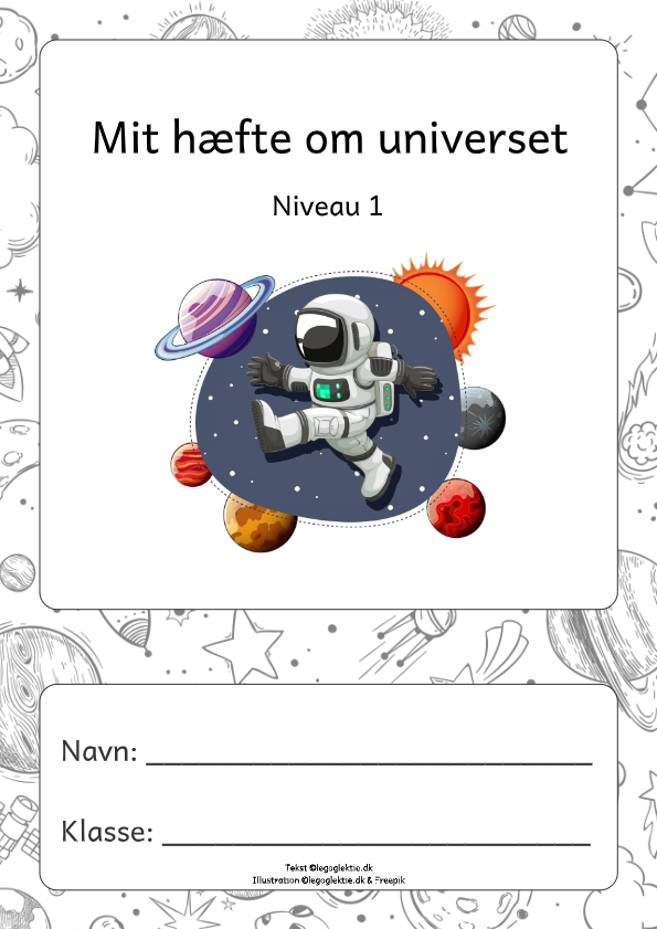 Hæfte om planeter og universet til 1. - 3. klasse.
