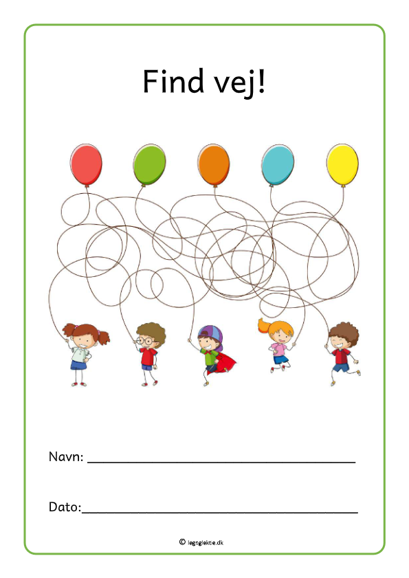 Opgavehæfte til dansk 0. - 1. klasse hvor man skal finde vej.