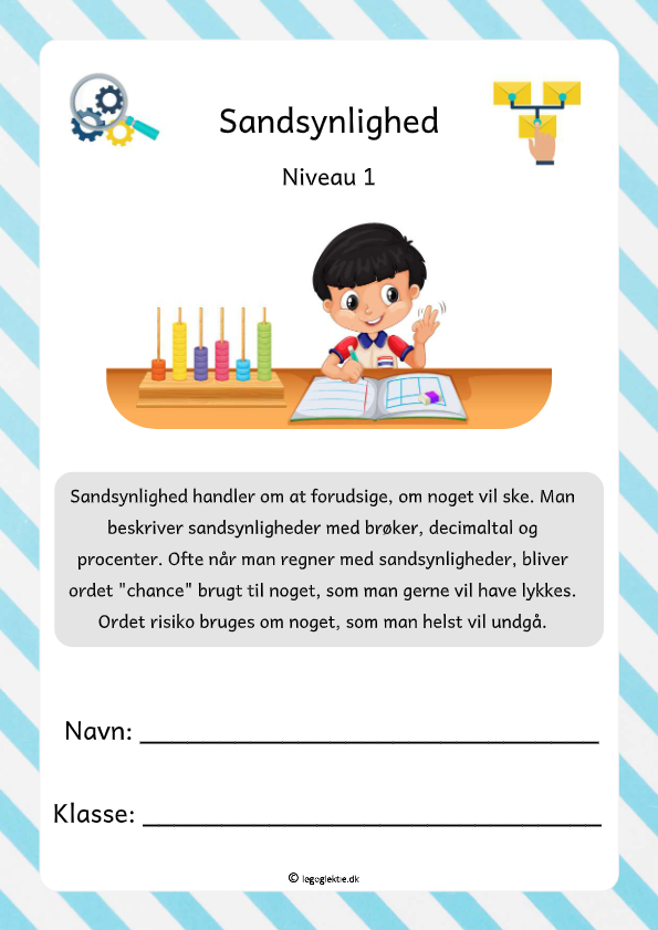 Opgavehæfte i matematik om sandsynlighed til mellemtrinnet.