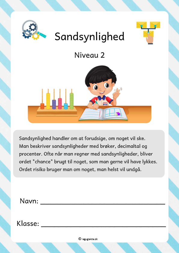 Opgavehæfte i matematik mellemtrin om sandsynlighed.