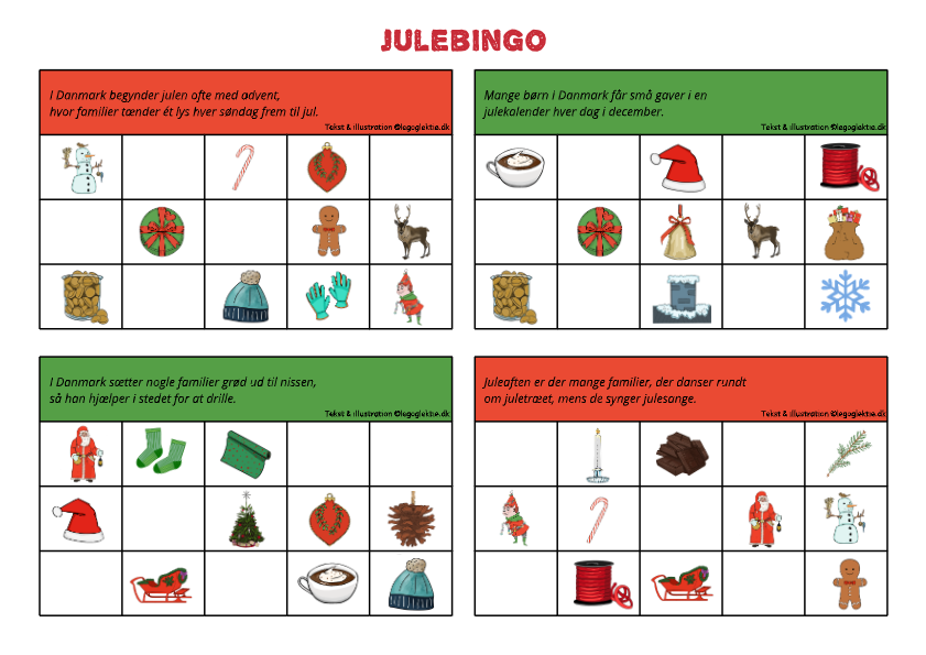 Julebingo banko til børn.