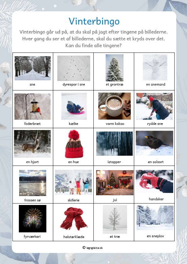 Gå på jagt i kulden med denne vinterbingo plade.