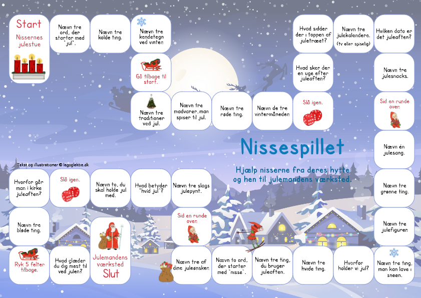 Nissespillet, hvor det handler om at komme først til julemandens værksted.