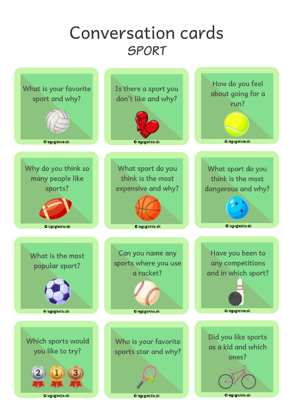 Engelsk conversation cards 3. - 6. klasse. Samtalekort om forskellige emner.