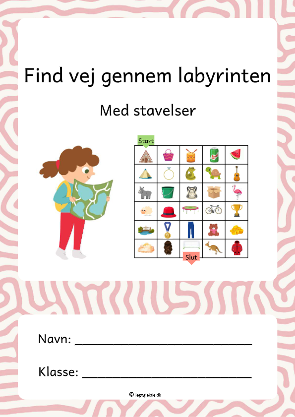 Find vej gennem labyrinten med stavelser - danskopgaver 1. - 2. klasse