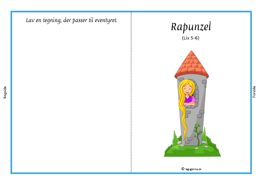 Læs og farv eventyret om Rapunzel til dansk 1. - 2. klasse.