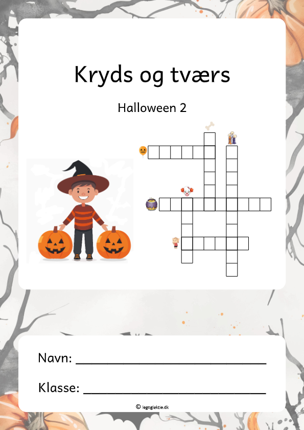 Kryds og tværs halloween dansk 4. - 5. klasse.