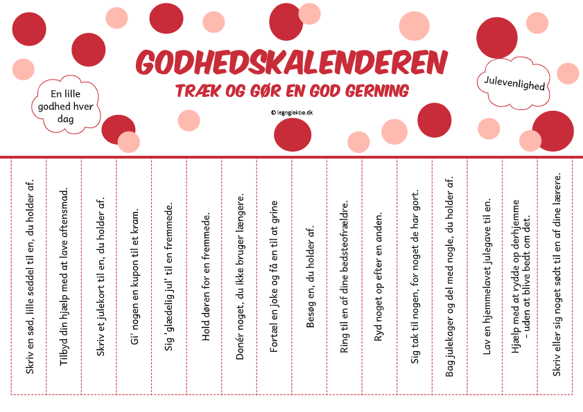 Godhedskalender til børn. Gør en god gerning til jul.