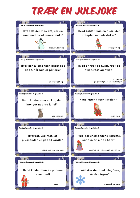 Julejokes og julevitser til børn til jul.