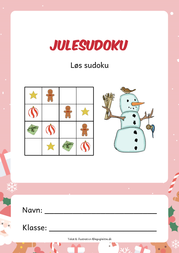 Jule sudoku til matematik 1. - 3. klasse.
