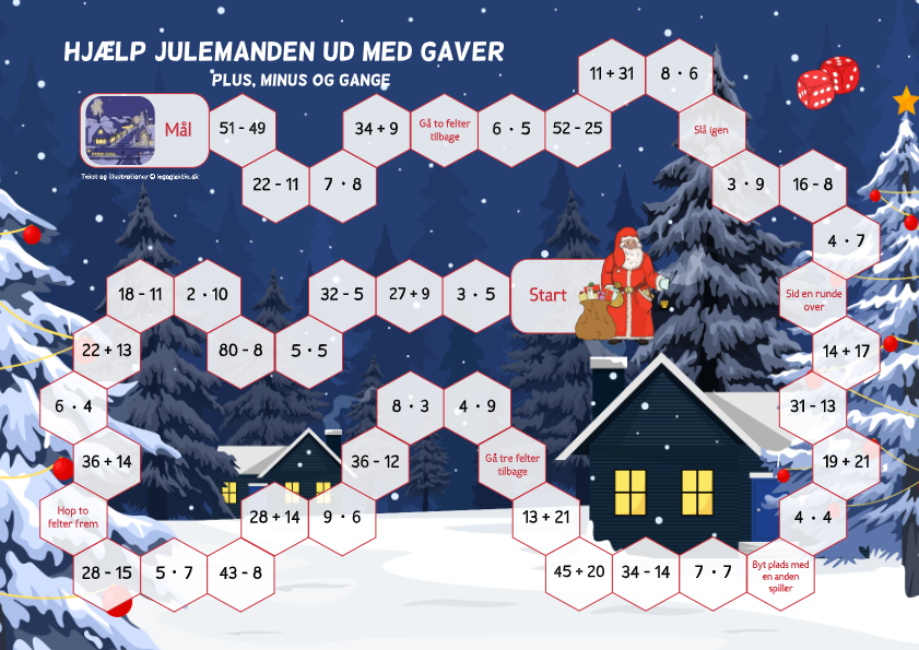 Matematikspil og julematematik og julespil til matematik 3. - 4. klasse.