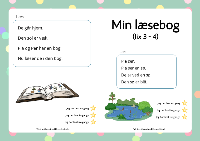 Min læsebog med små, korte tekster til 0. - 1. klasse dansk.