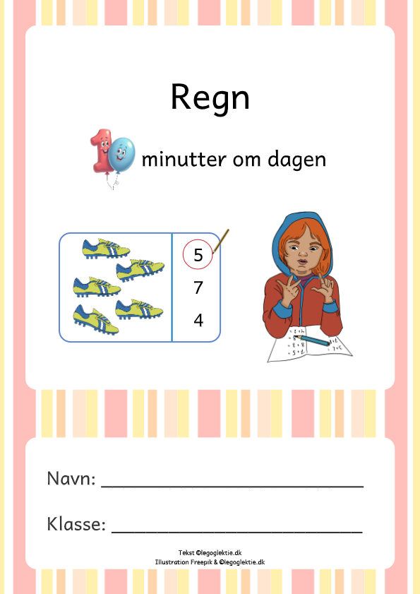 Regn i 10 minutter til matematik 1. klasse med plus, minus, mønster og meget mere.