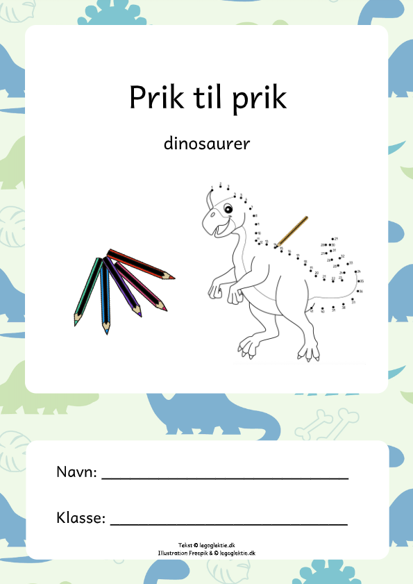 Prik-til-prik opgaver til børn med dinosaurer.