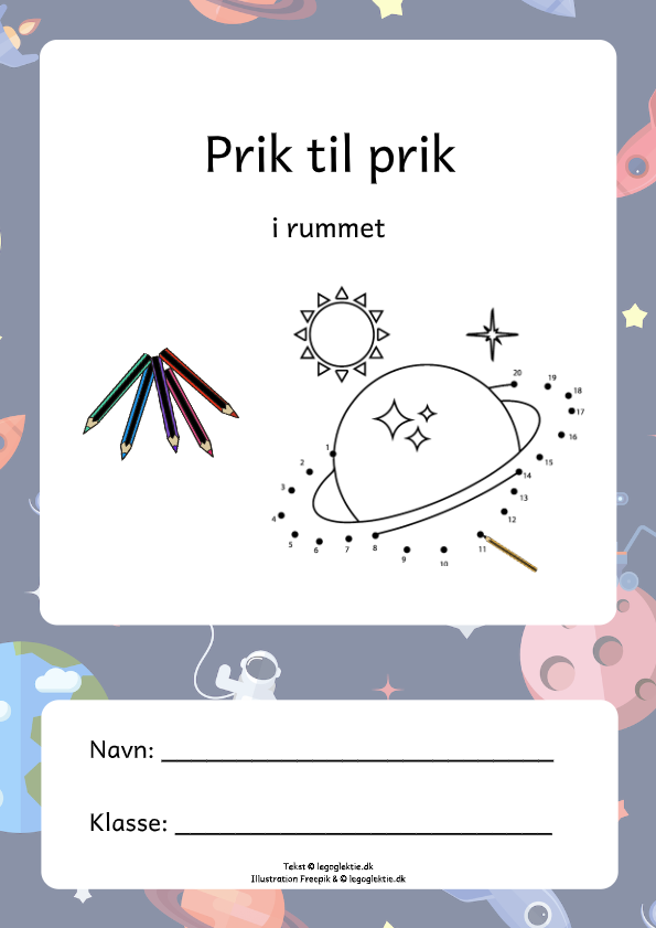 Prik-til-prik opgaver til børn i rummet.