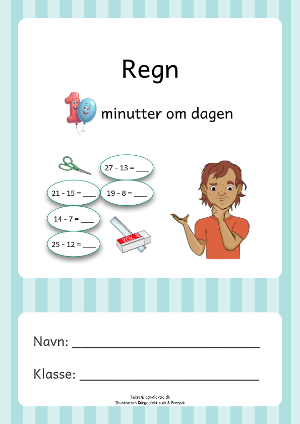 Regn i 10 minutter til matematik 2. klasse med plus, minus, mønster og meget mere.