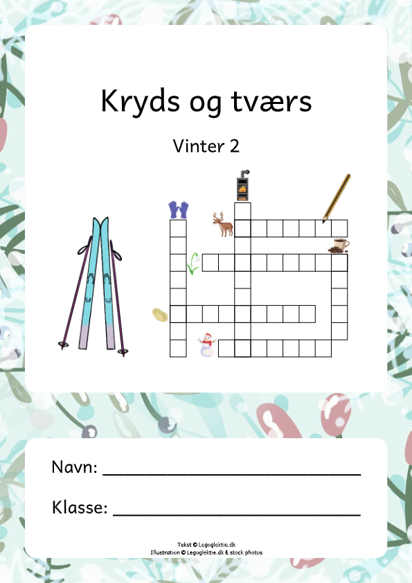 Danskopgaver til 4. klasse og 5. klasse med kryds og tværs med vinter.