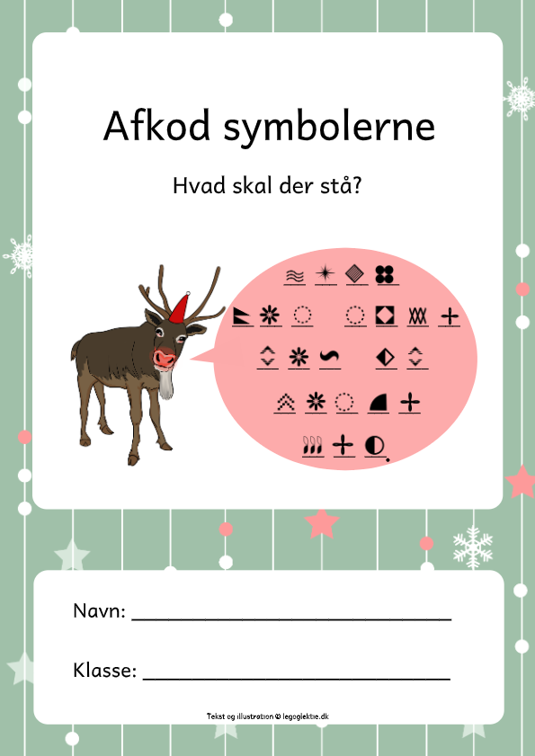 Afkod symboler med jul. Juleopgaver, juledansk, julematematik 3. klasse og 4. klasse.