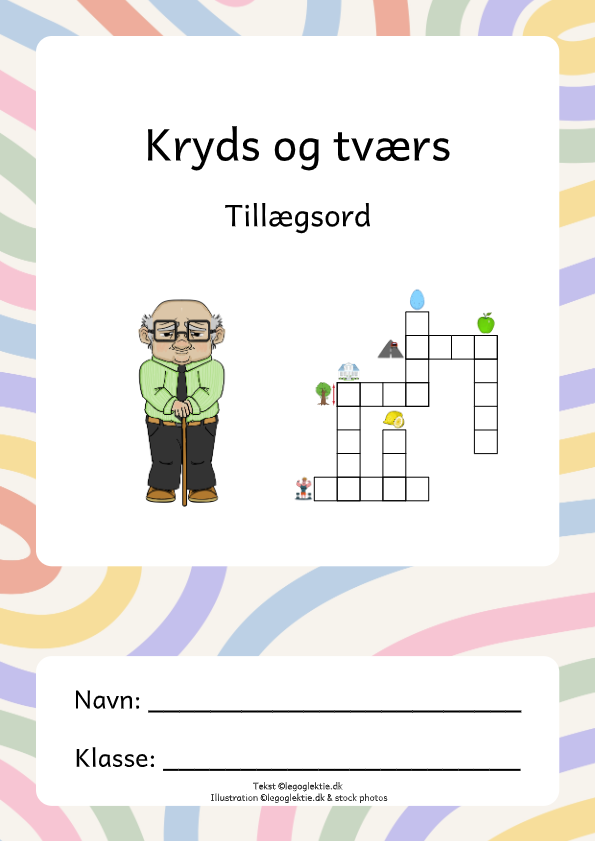 Danskopgaver med kryds og tværs med tillægsord.