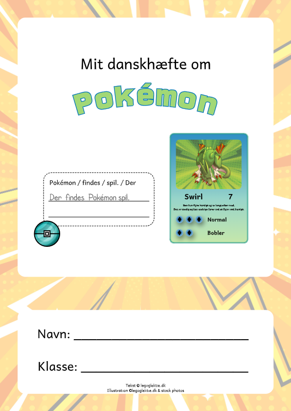 Danskhæfte med pokémon til børn til 2. klasse.