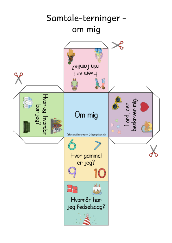 Samtale-terninger med fokus på trivsel og relation til klassens time. Aktiviteter til klassens time og trivsel.